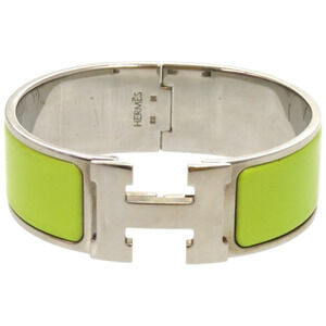 Excellent condition Hermes Click-Clack metal green bangle 1596HERMES